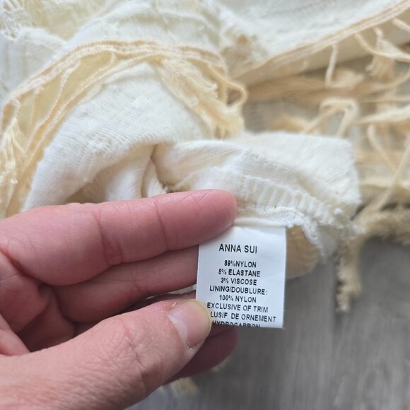 Anna Sui | cream boho western poncho with tassels blouse top | WMS M - Picture 7 of 9